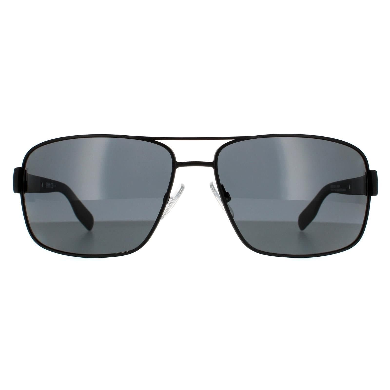 Hugo Boss Hugo Boss Men's Wrap Matt Black Grey Polarized Sunglasses