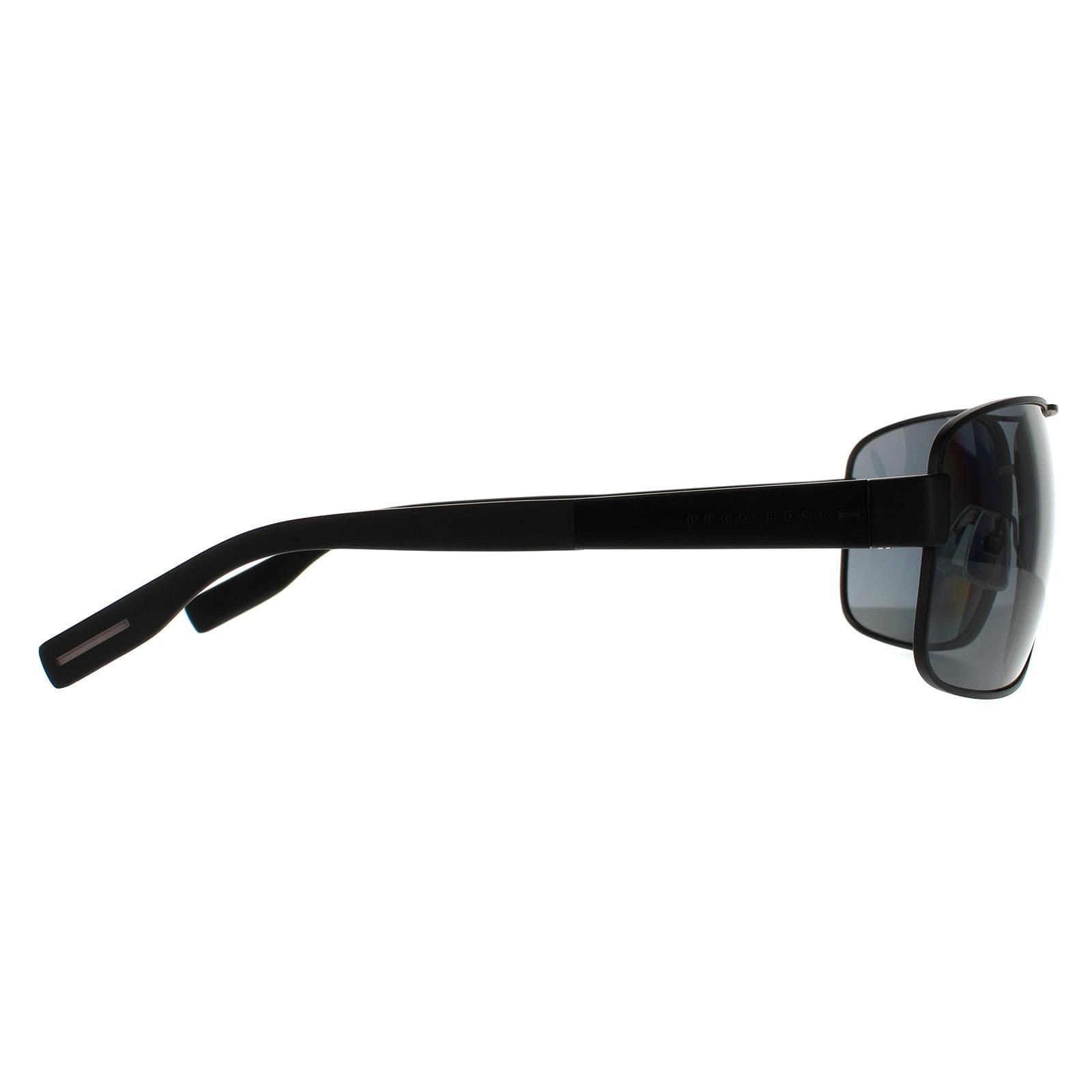 Hugo Boss Hugo Boss Men's Wrap Matt Black Grey Polarized Sunglasses - 4