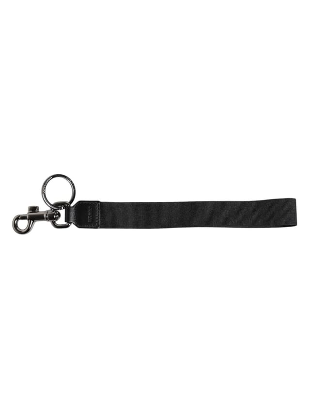 Dolce & Gabbana Dolce & Gabbana Men's Black Logo Nylon Silver Brass Holder Keychain Keyring - 3