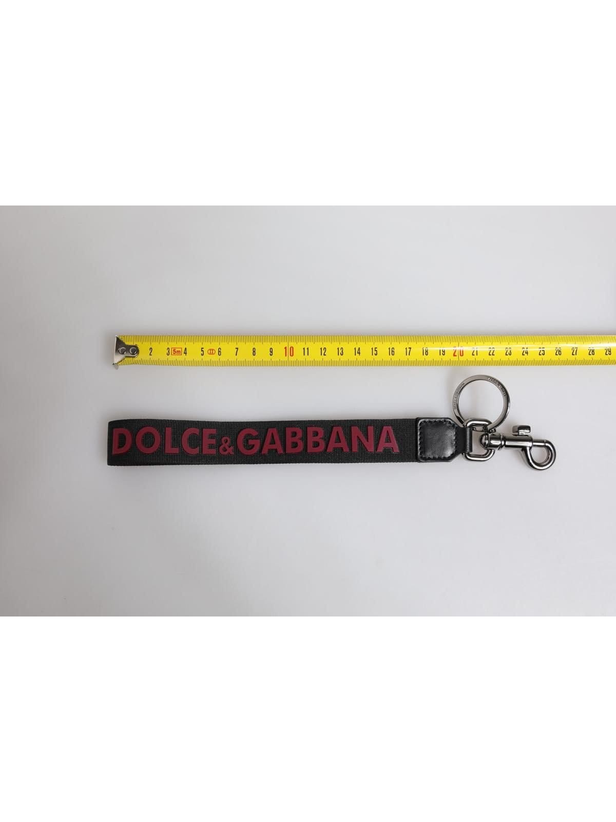 Dolce & Gabbana Dolce & Gabbana Men's Black Logo Nylon Silver Brass Holder Keychain Keyring - 4