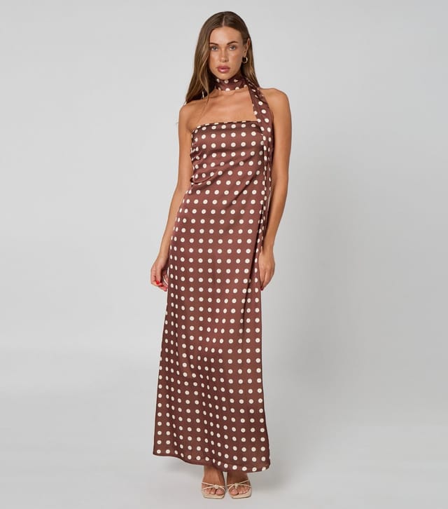 Urban Bliss Women's Brown Polka Dot Tie Neck Maxi Dress Urban Bliss New Look - 3