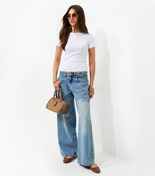 New Look Women's White Cotton Rich Deep Cuff Fitted Crew Neck T-Shirt New Look - 3