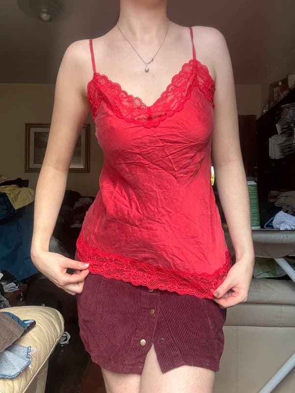 Intimissimi Red cami with lace trim