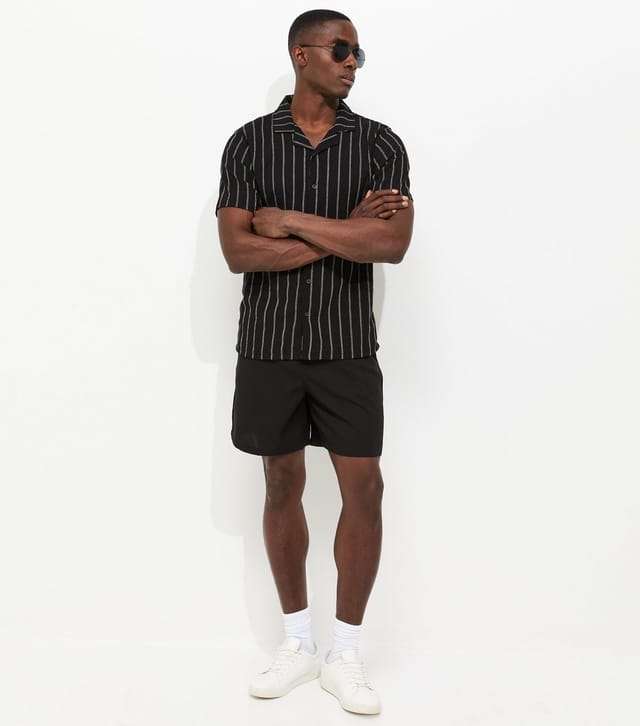 New Look Men's Black Regular Short Sleeve Stripe Knitted Shirt New Look - 2