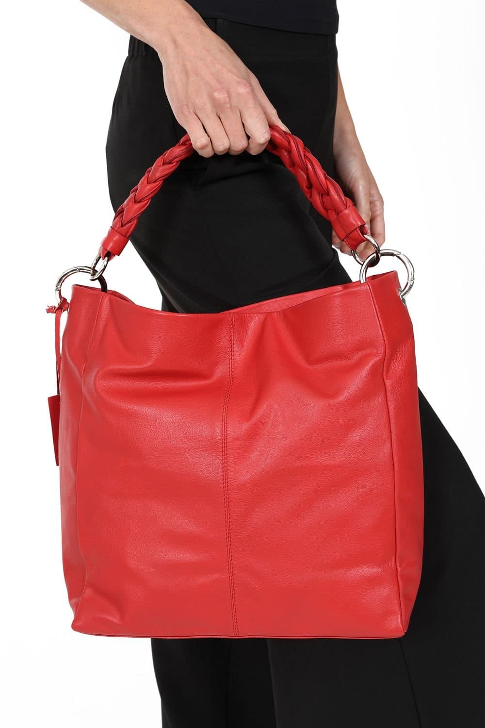Hot Squash Hot Squash Women's Plaited Detail Leather Shoulder Bag in Red