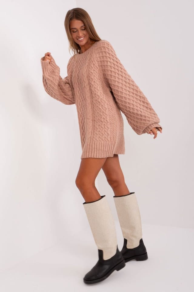 Love Lace Love Lace Women's Oversize Variegated Long Sweater Tunic Dress in Pink - 2