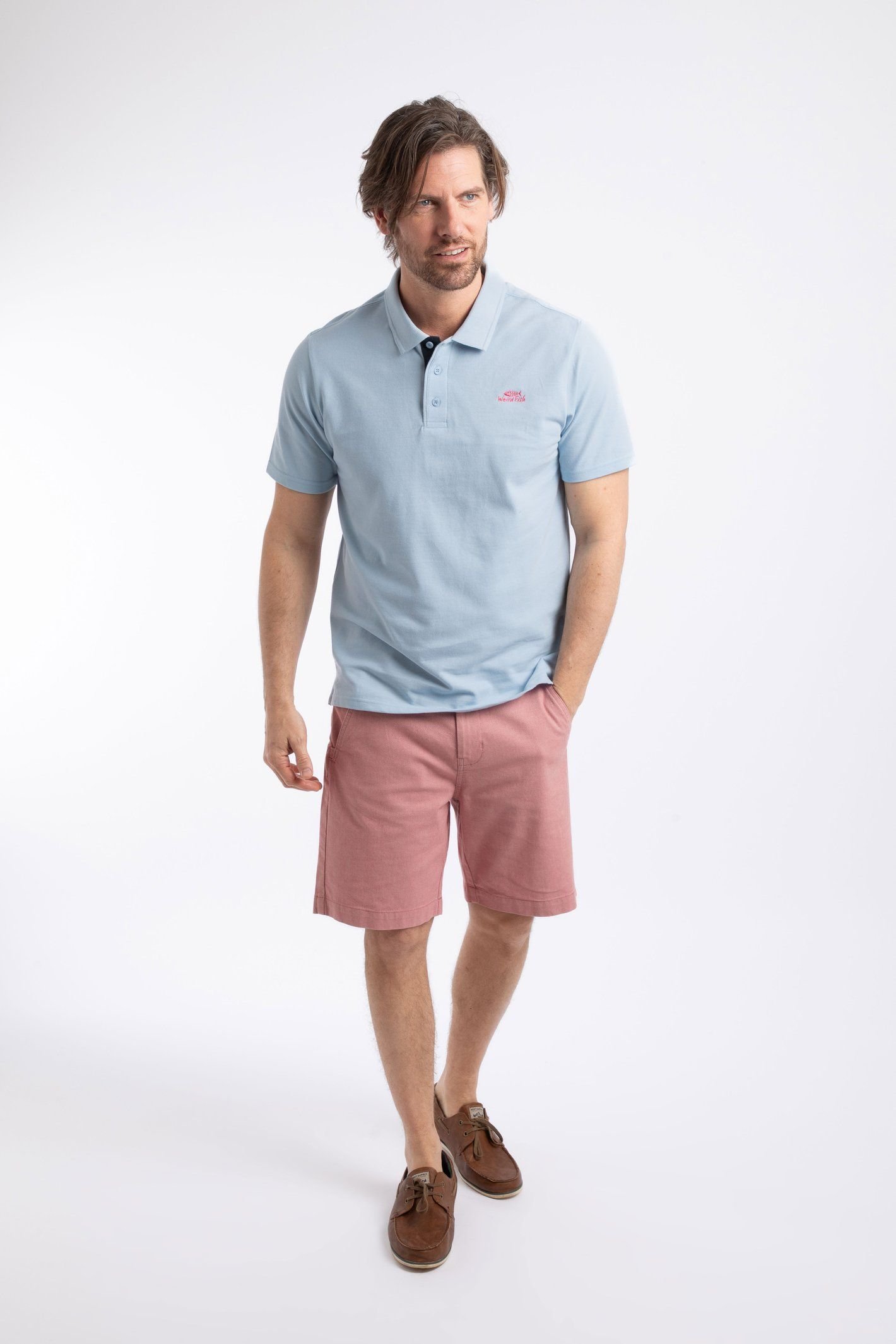 Weird Fish Weird Fish Men's Miles Pique Polo Shirt in Light Blue - 4