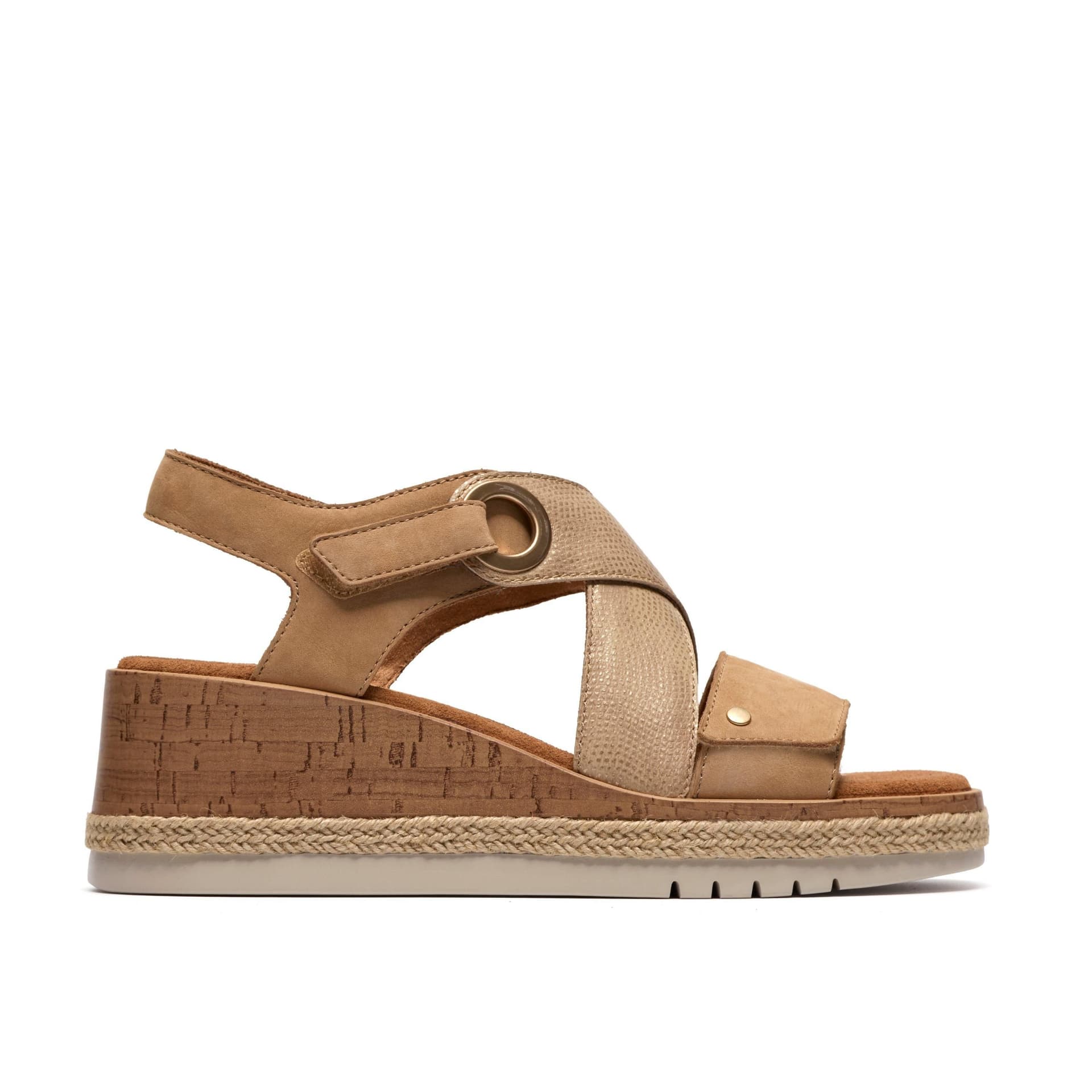 Clarks Clarks Women's Kidiki Sun Beige Combination Wedge Sandals