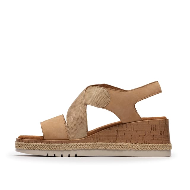 Clarks Clarks Women's Kidiki Sun Beige Combination Wedge Sandals - 2