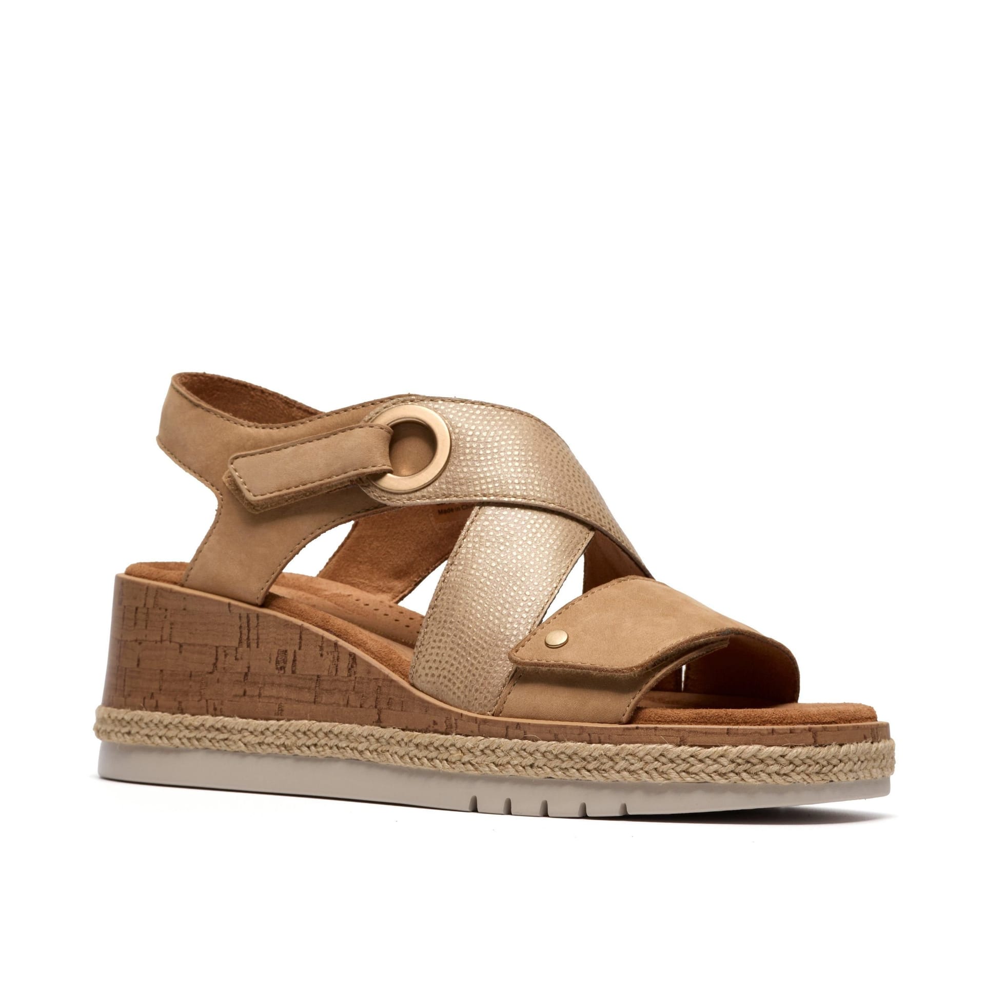 Clarks Clarks Women's Kidiki Sun Beige Combination Wedge Sandals - 4