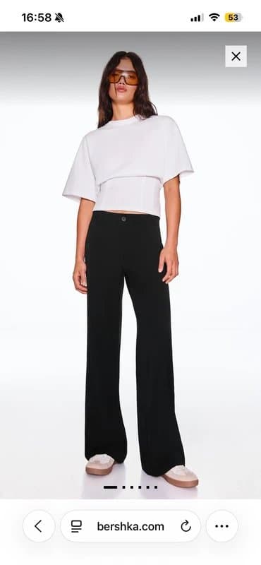 Bershka bershka black wide leg suit trousers