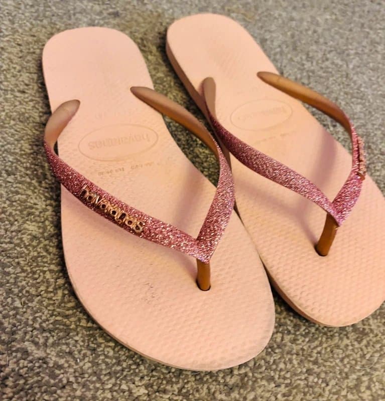 Havaianas Havaianas 4-5   37-38 pink glitter flip flop wedding party beach same day post