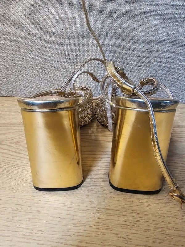 ASOS Asos gold strappy block heels size 7 party bling