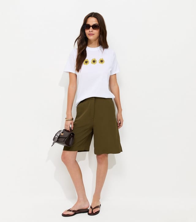 New Look Women's White Cotton Sunflower Print Relaxed T-Shirt New Look - 3