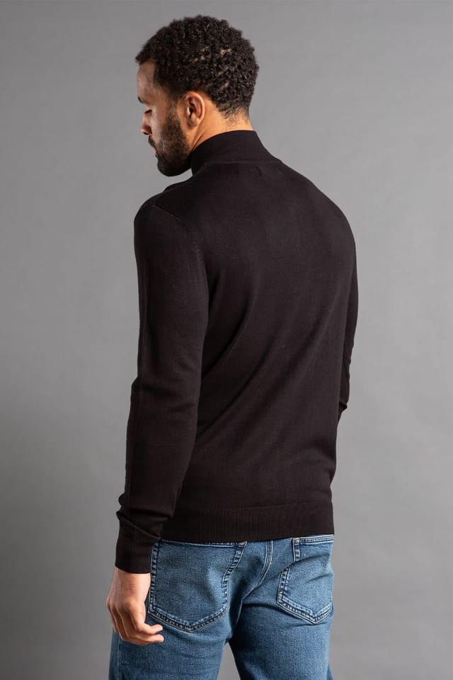 French Connection French Connection Men's 1/2 Zip Knitted Jumper in Black - 2