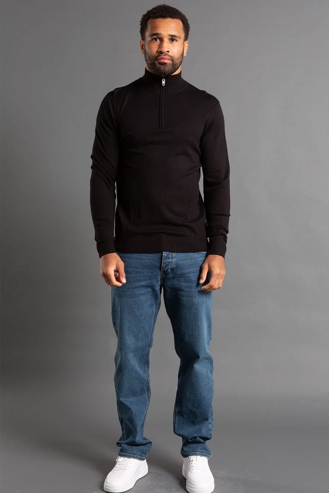 French Connection French Connection Men's 1/2 Zip Knitted Jumper in Black - 3