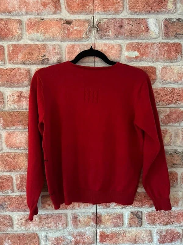 Marisa christina Vintage Marisa Christina Red Patchwork Calendar Cotton Cardigan