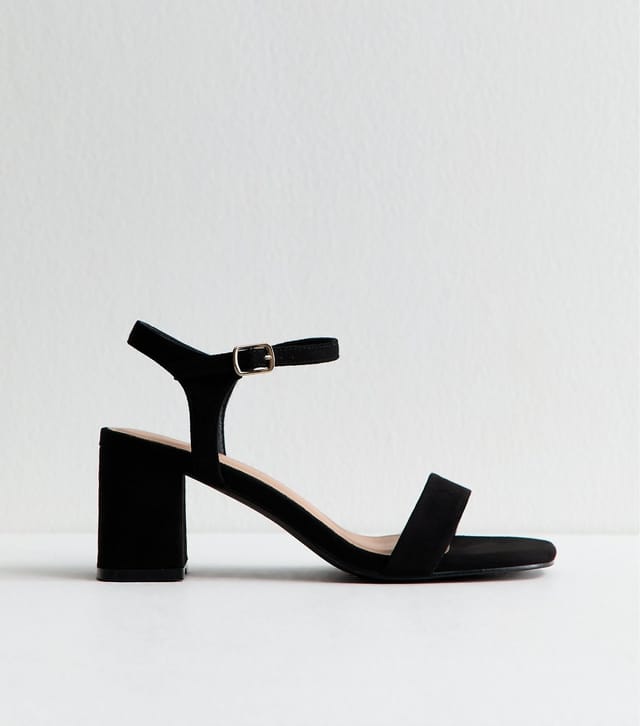 New Look Women's Wide Fit Black Faux Suede Block Heel Sandals Vegan New Look - 2