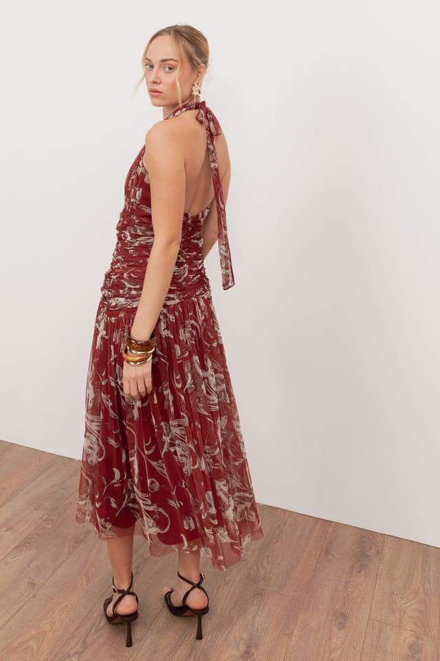 Anaya with Love Anaya with Love Women's Floral Ruched Halter Neck Midaxi Dress - 2