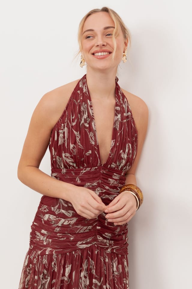 Anaya with Love Anaya with Love Women's Floral Ruched Halter Neck Midaxi Dress - 3