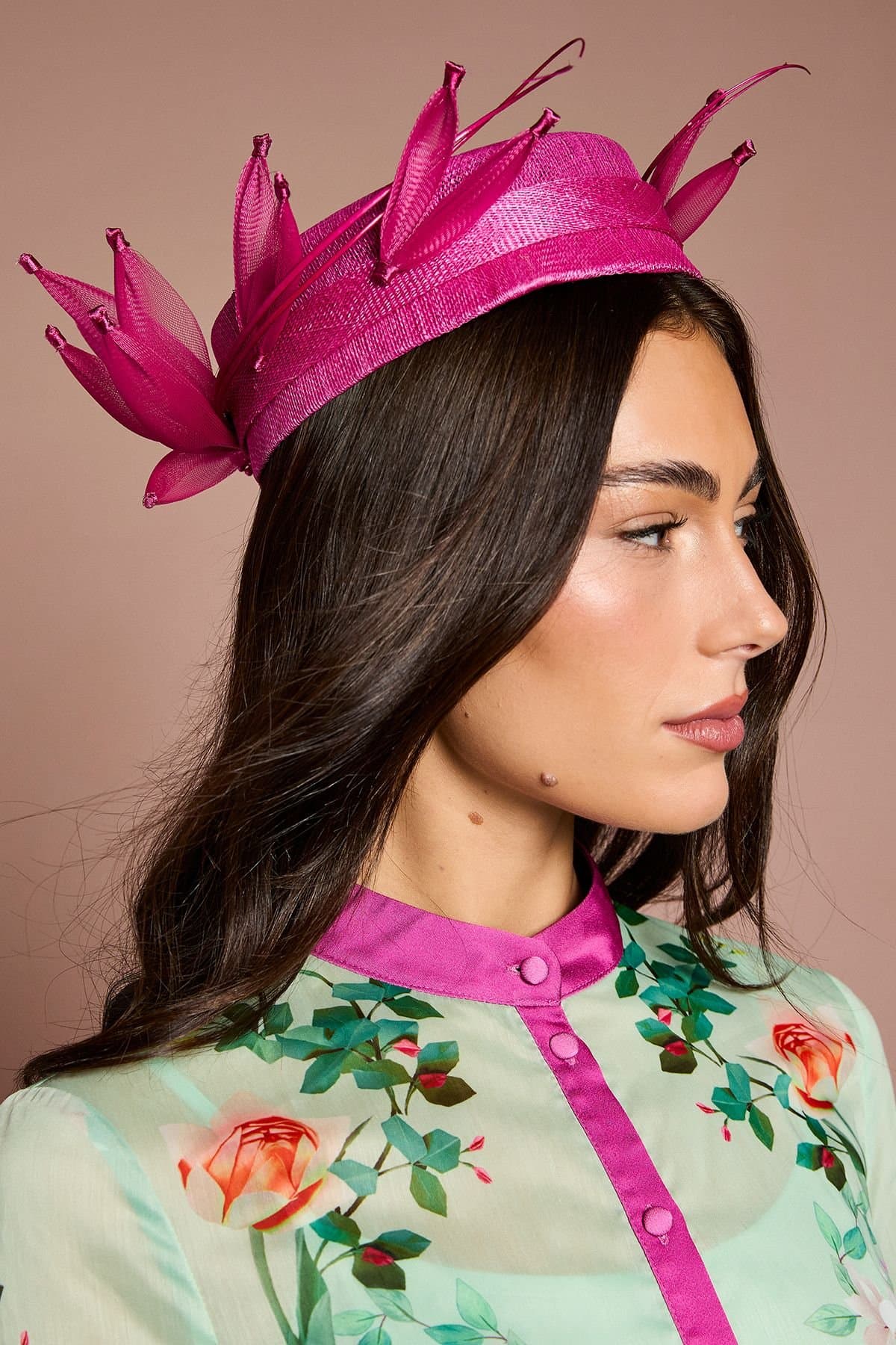Coast Coast Women's Lisa Tan Petal & Quill Detail Pill Box Fascinator in Purple