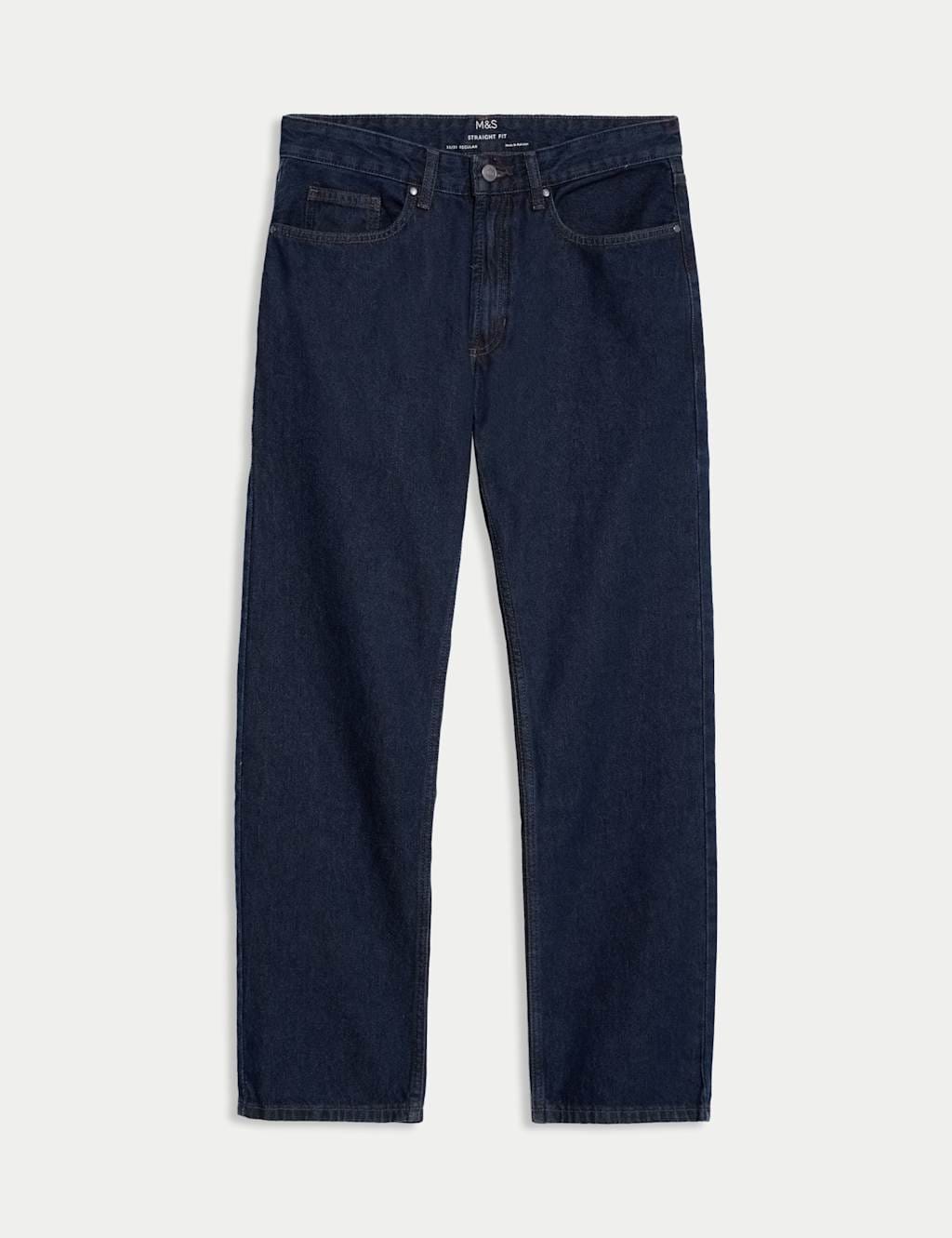 M&S Indigo Straight Fit Pure Cotton Jeans