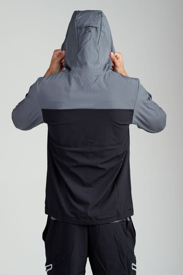 Foray Foray Men's Zip Through Multi Tonal Hooded Sports Jacket in Grey - 2