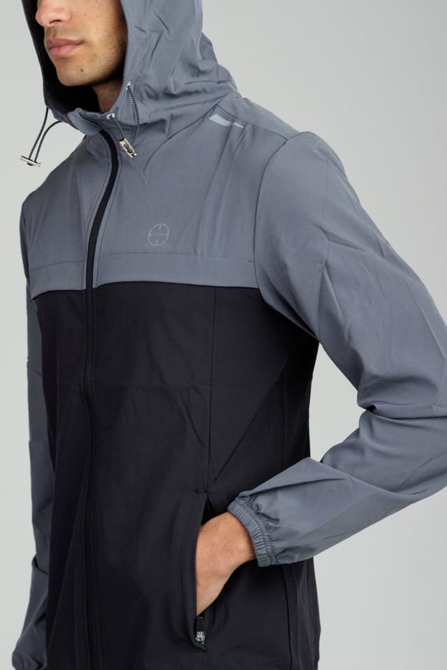 Foray Foray Men's Zip Through Multi Tonal Hooded Sports Jacket in Grey - 3