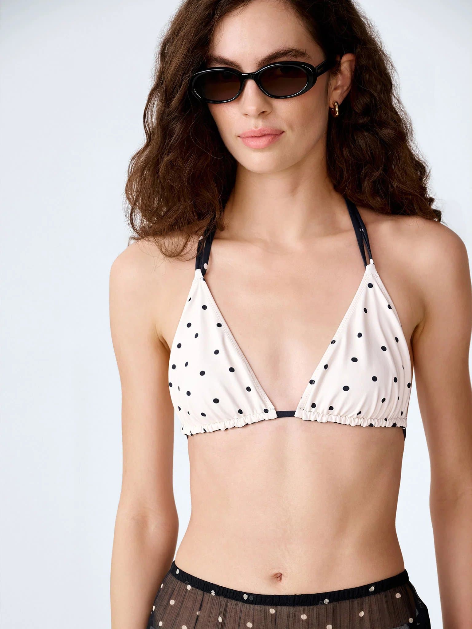 OMNES OMNES Coral Reversible Bikini Set in White Polka Dot