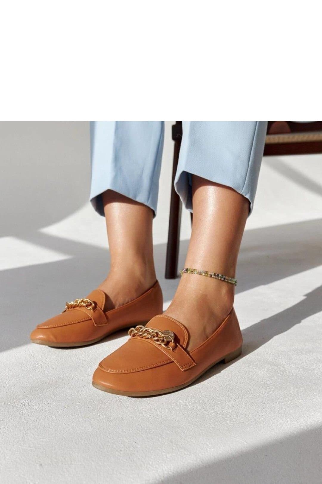 Love Lace Love Lace Women's Chain Detail Slip On Flat Toe Moccasins for Summer Everyday in Brown