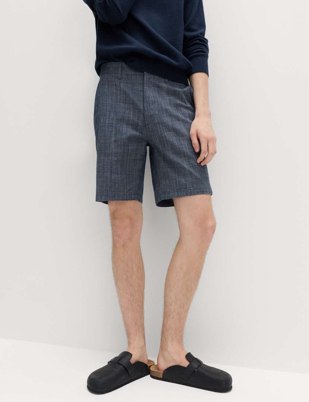 Marks & Spencer M&S Half-Elasticated Waist Chino Shorts Dark Indigo Mix