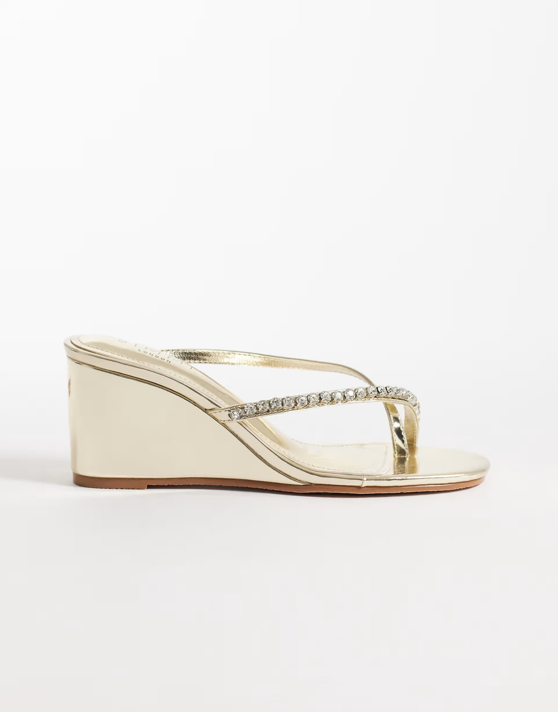 ASOS Simmi London Julie wedge sandals with embellishment in gold
