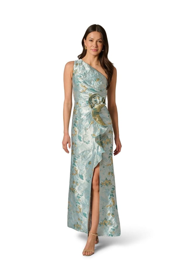 Adrianna Papell Adrianna Papell Women's Metallic Jacquard Rose Gown - 2