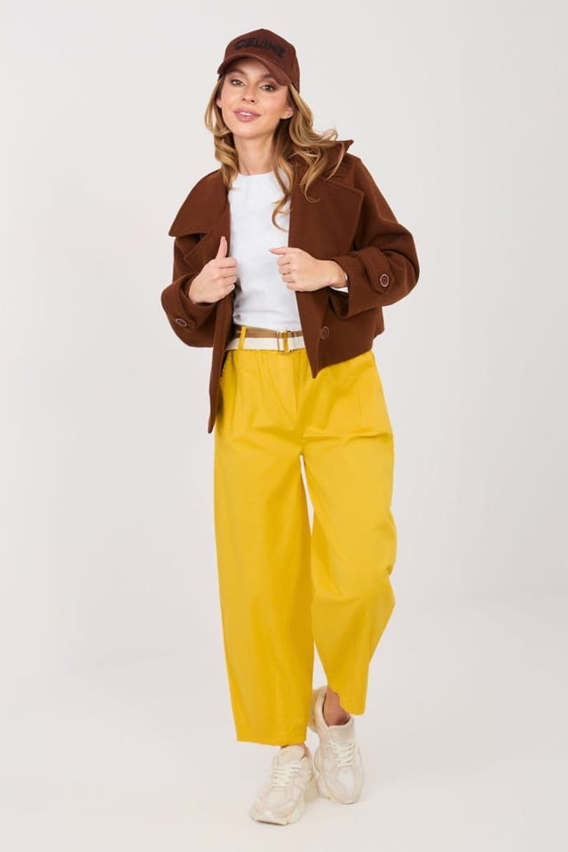 Love Lace Love Lace Women's Comfort Cotton Elastane Carrot Trousers in Yellow - 2