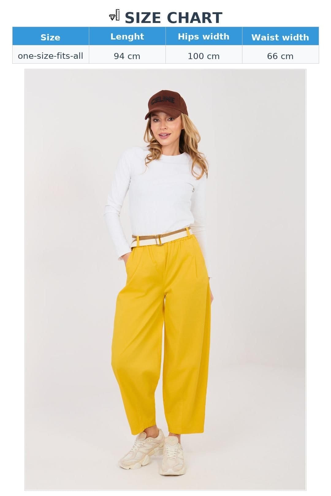 Love Lace Love Lace Women's Comfort Cotton Elastane Carrot Trousers in Yellow - 4