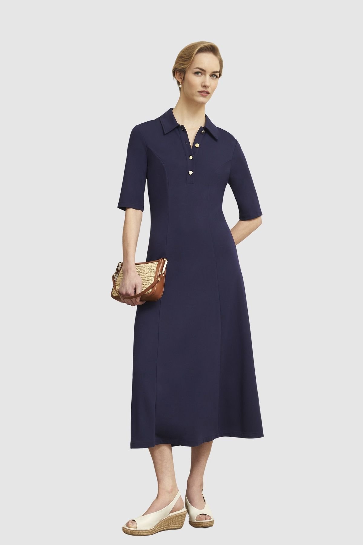 Hobbs London Hobbs London Women's Azaria Midi Dress in Dark Navy - 1