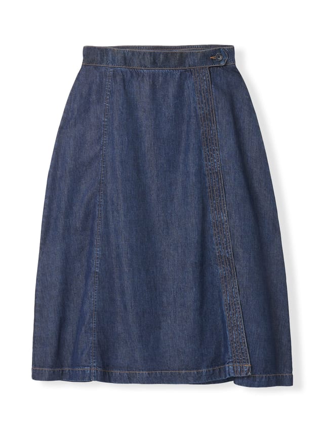 Celtic & Co Celtic & Co Women's Midi Wrap A-Line Denim Skirt in Dark Indigo - 2