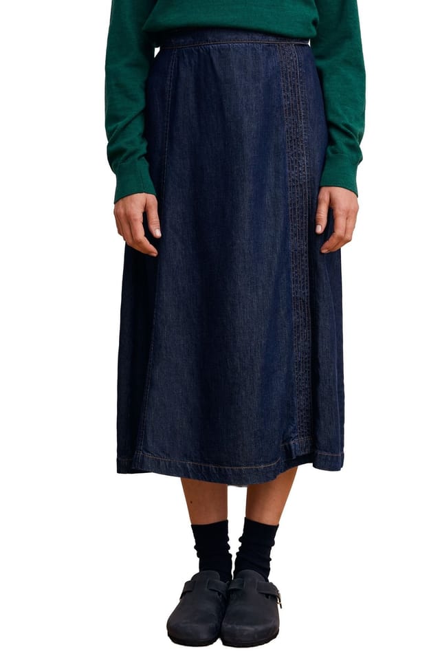Celtic & Co Celtic & Co Women's Midi Wrap A-Line Denim Skirt in Dark Indigo - 3