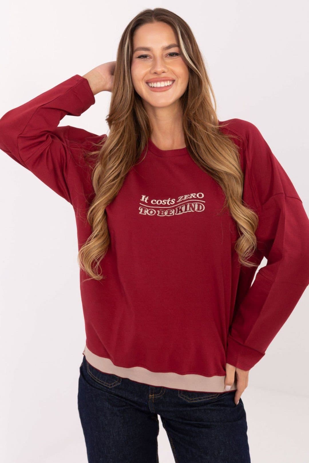 Love Lace Love Lace Women's Modern Cotton Elastane Sweatshirt Embroidered in Red
