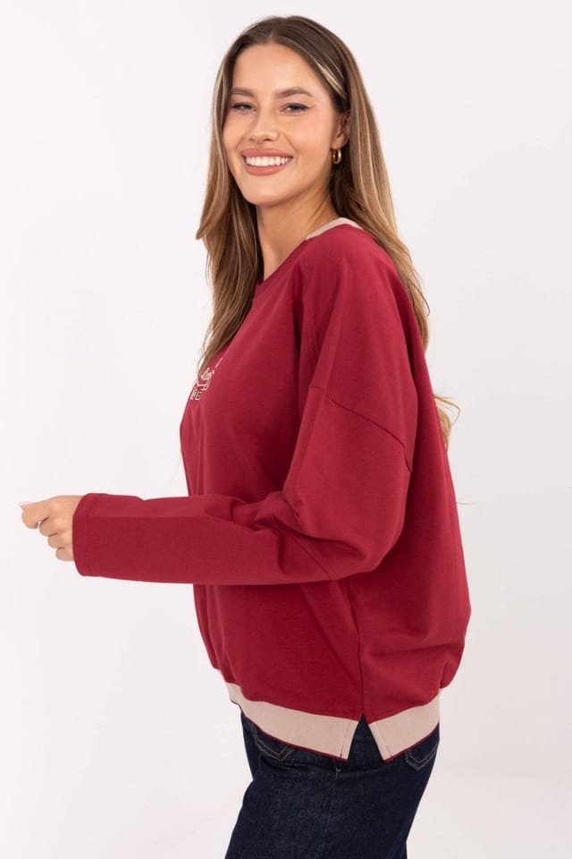 Love Lace Love Lace Women's Modern Cotton Elastane Sweatshirt Embroidered in Red - 2
