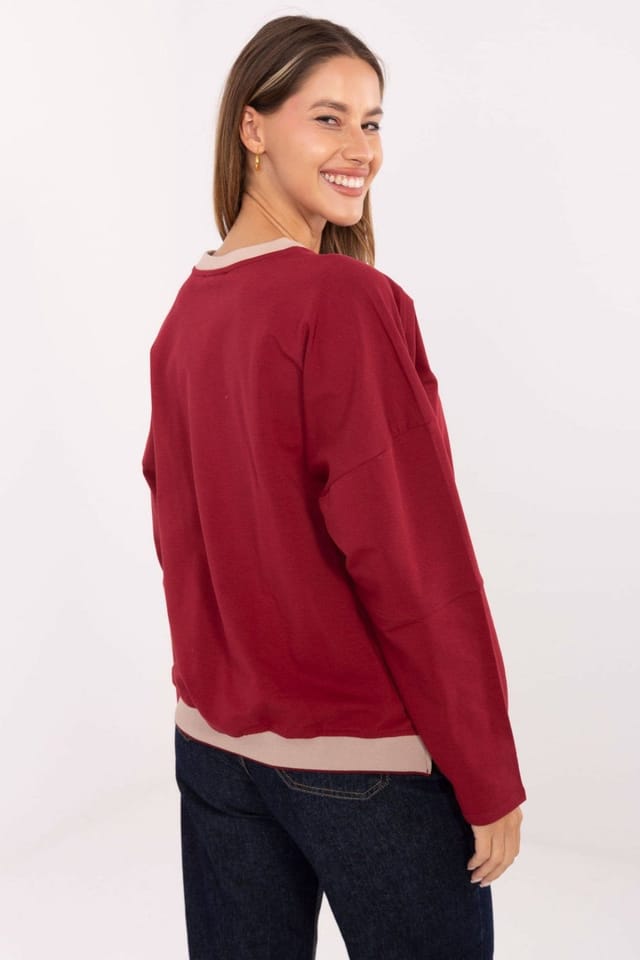 Love Lace Love Lace Women's Modern Cotton Elastane Sweatshirt Embroidered in Red - 3