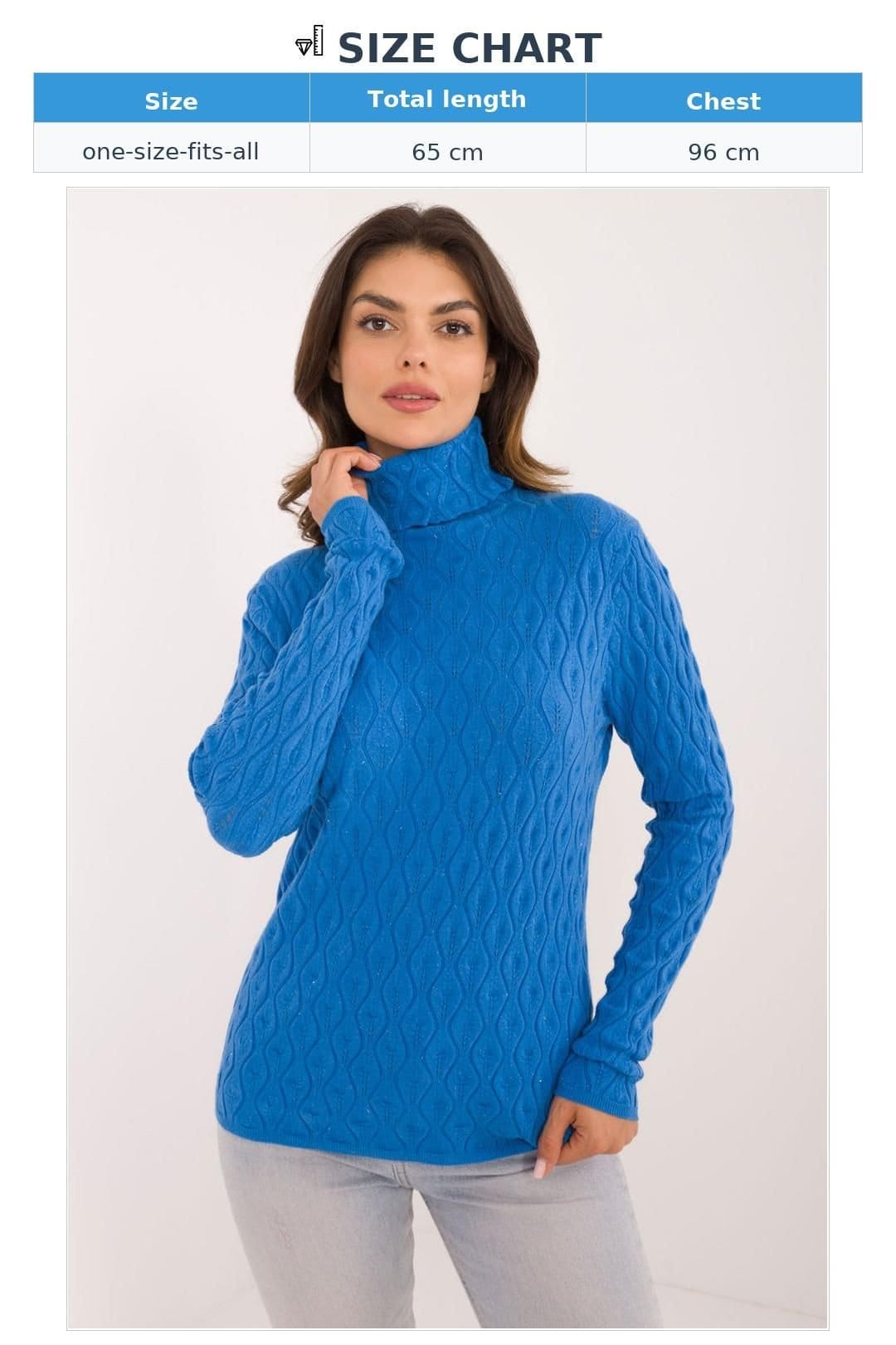 Love Lace Love Lace Women's Openwork Shimmer Turtleneck Sweater Soft Viscose in Blue - 4