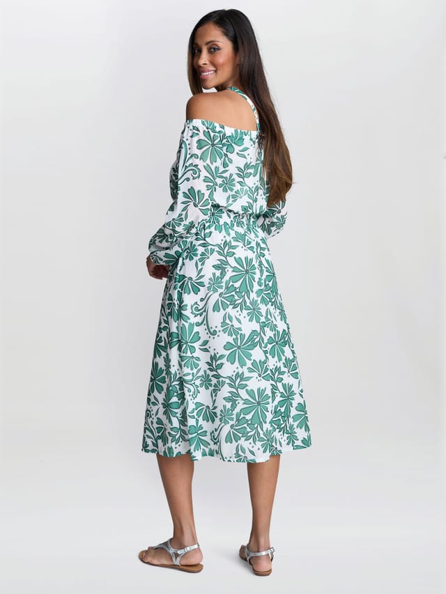 Gina Bacconi Gina Bacconi Women's Ryan Off-Shoulder Midi Dress in Green - 2