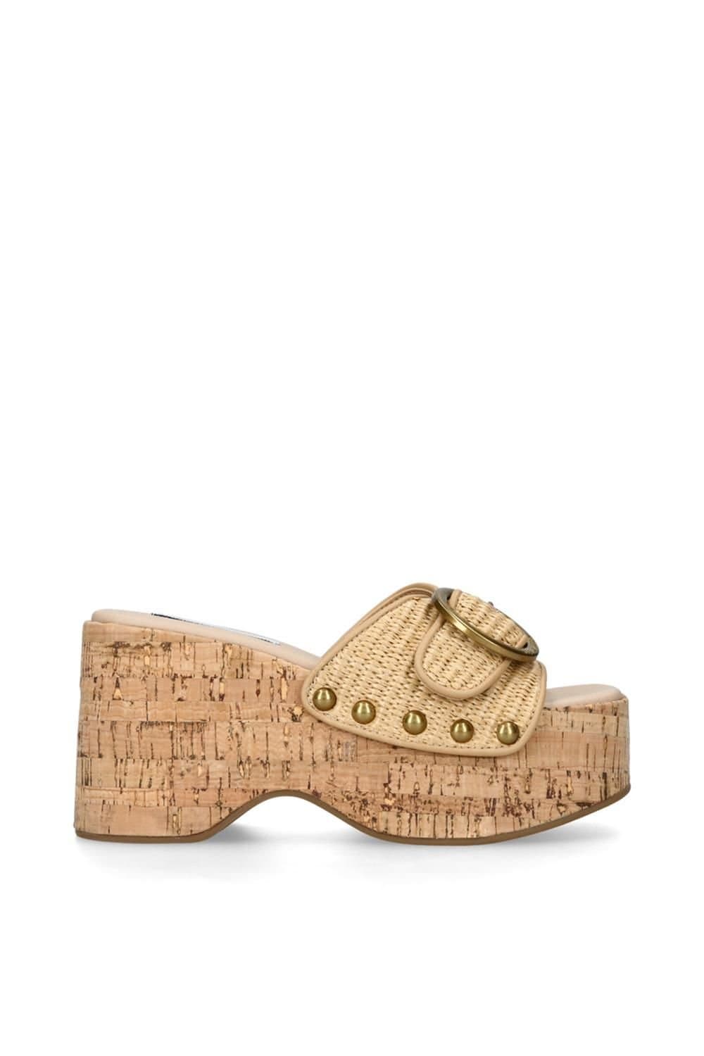 Steve Madden STEVE MADDEN Women's 'Pedestal Beige Raffia' Sandals