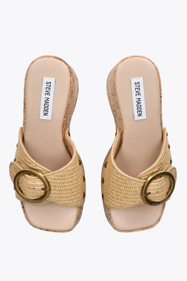 Steve Madden STEVE MADDEN Women's 'Pedestal Beige Raffia' Sandals - 2