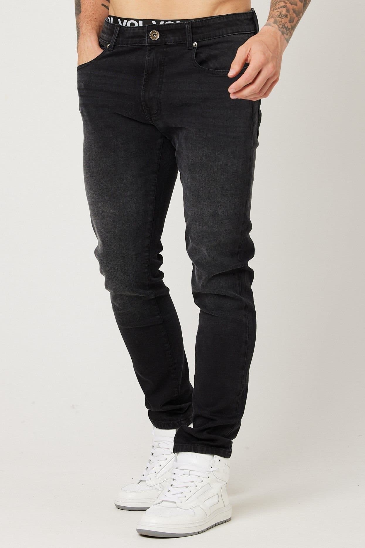 Voi London Voi London Men's Taper Fit Stretch Jeans in Black