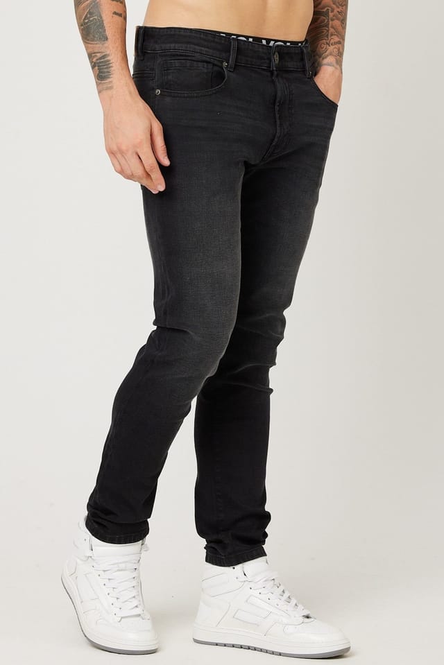 Voi London Voi London Men's Taper Fit Stretch Jeans in Black - 3