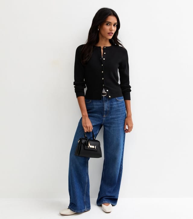 New Look Women's Black Compact Knit Crew Neck Cardigan New Look - 3