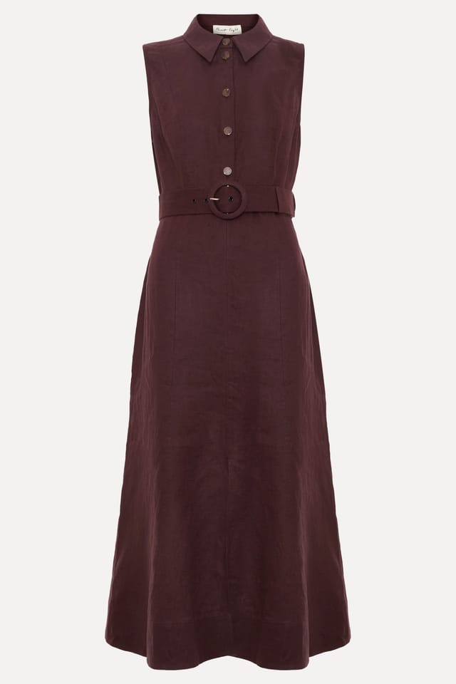 Phase Eight Phase Eight Women's Elspeth Linen Shirt Midi Dress in Chocolate - 2