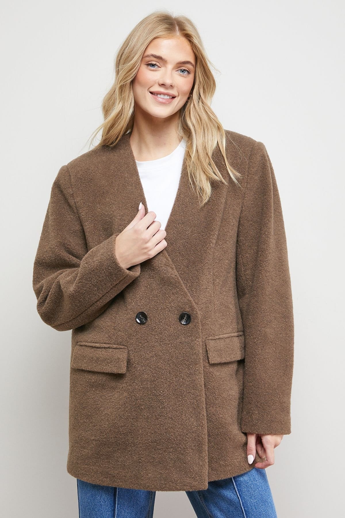 Oasis Oasis Women's Collarless Blazer Coat in Camel - 4